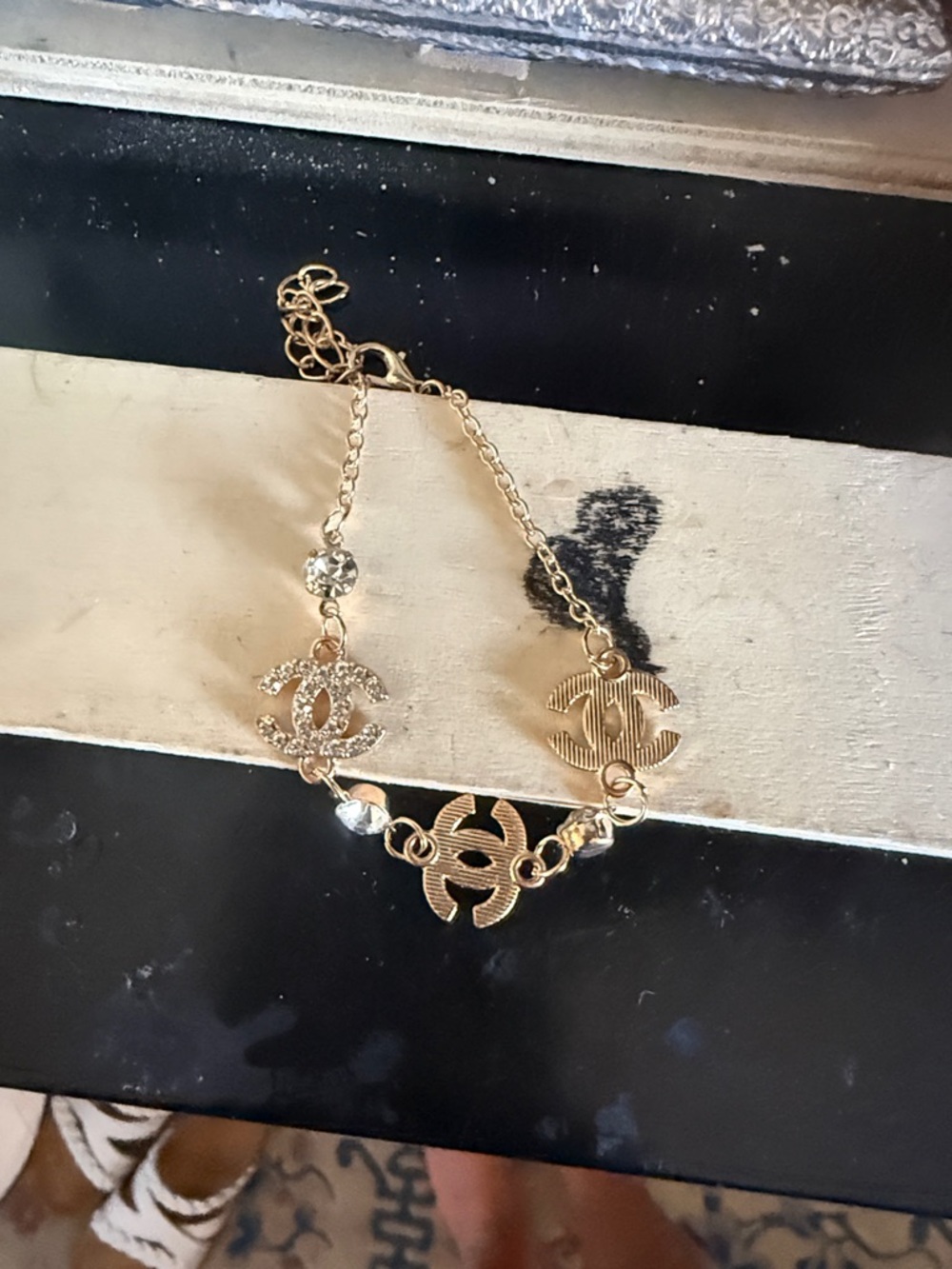 Gold-Tone Double CC Motif Bracelet - Women Jewelry